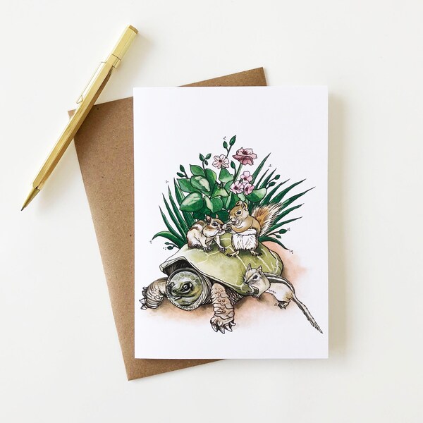 Slow Ride Greeting Card, Woodland, 5"x7" Blank Card