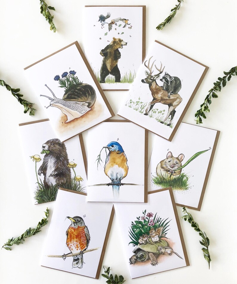 Greeting Card Deer Raccoon Mistaken for Strangers Blank Card Woodland 5x7