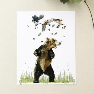 Advantage of Flight Print, 8&quot;x10&quot; Art Print, Watercolour, Bear, Kelly Dixon Art