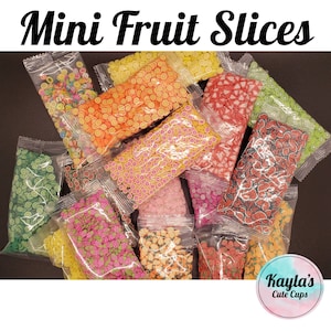 Mini Fruit Slices & Other Shapes | Polymer Clay | Glitter | 20 grams | 5mm | Individual Bags FAST FREE SHIPPING (Clearance)