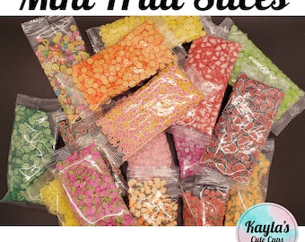 Mini Fruit Slices & Other Shapes | Polymer Clay | Glitter | 20 grams | 5mm | Individual Bags FAST FREE SHIPPING (Clearance)