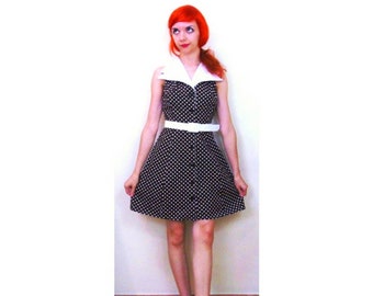 Vintage 80s Spotted Dress // Vintage Polka Dot Dress // 80s Does 50s Dress // Rockabilly Dress // Pin Up Dress With Belt // Swing // Jive