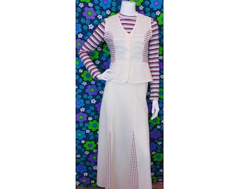 Vintage 60s Polka Dot Skirt Set // 70s Two Piece Suit // Mod Skirt // Scooter Girl // Hippie Two Piece // Mod Vest // Glam Rock Disco Style
