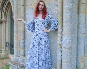 Vintage 60s Hippie Dress // 70s Maxi Dress // Psychedelic Dress // Flower Power // Floral Dress // Layered Sleeves // Tiered Flutter Sleeve