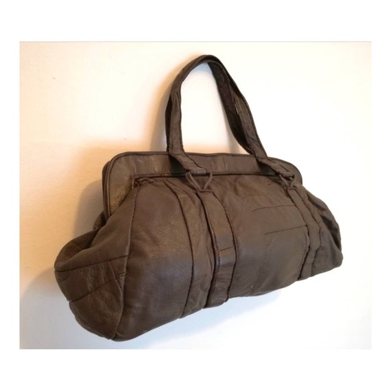 Vintage 70s Leather Handbag // 80s Leather Bag //… - image 3
