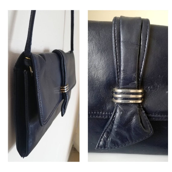 Vintage 80s Faux Leather Bag // Art Deco Handbag … - image 5