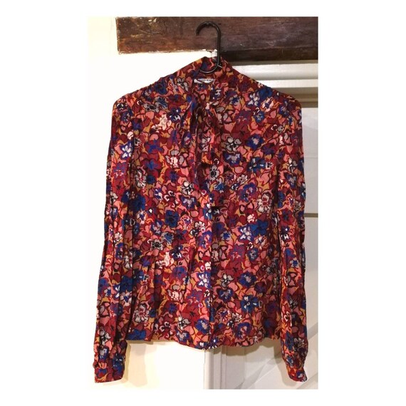 Vintage 80s Blouse // Floral Shirt // Pussy Bow Bl