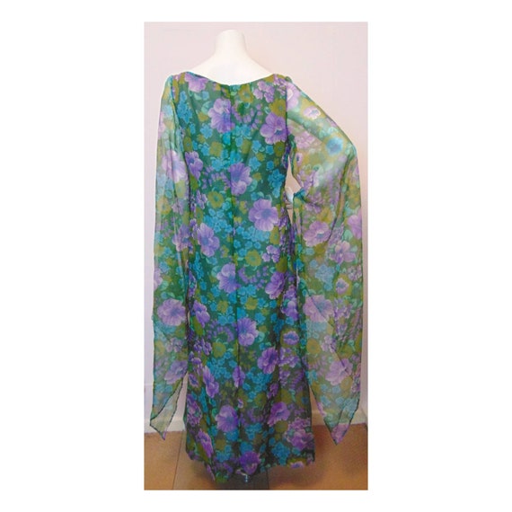 Vintage 70s Floral Maxi Dress // Big Sleeves // M… - image 2