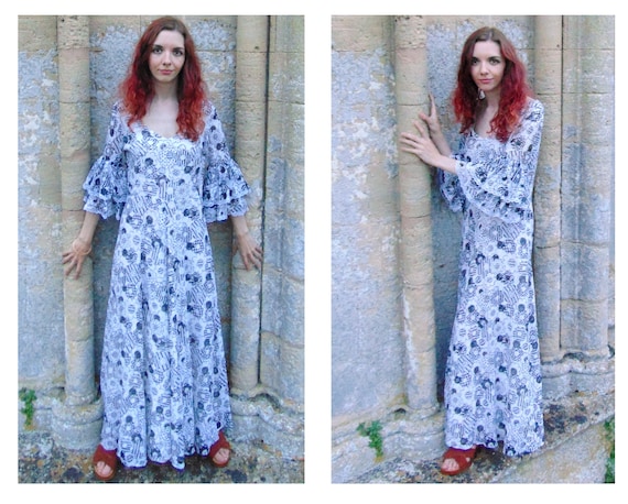 Vintage 60s Hippie Dress // 70s Maxi Dress // Psychedelic Dress