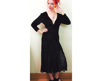 Vintage 80s Velvet Dress // Goth Dress // Folk Horror // Punk Dress // Sheer Skirt // Grunge Dress // Crushed Velvet Dress // Gothic