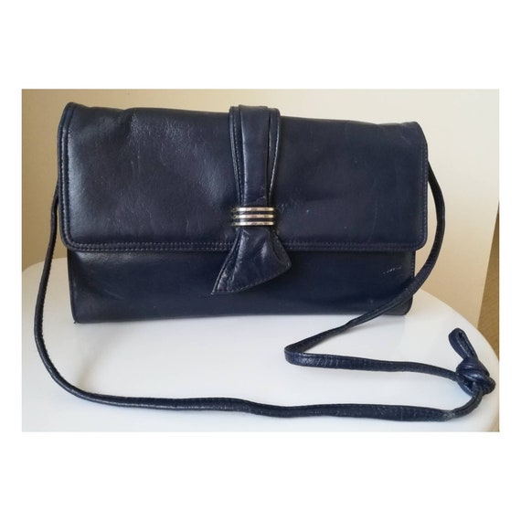 Vintage 80s Faux Leather Bag // Art Deco Handbag … - image 1
