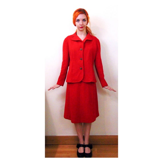 Vintage 60s Skirt Set // 70s Two Piece Suit // Sc… - image 1