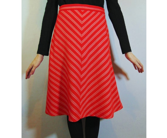 Vintage 70s Striped Midi Skirt // Diagonal Stripe… - image 1