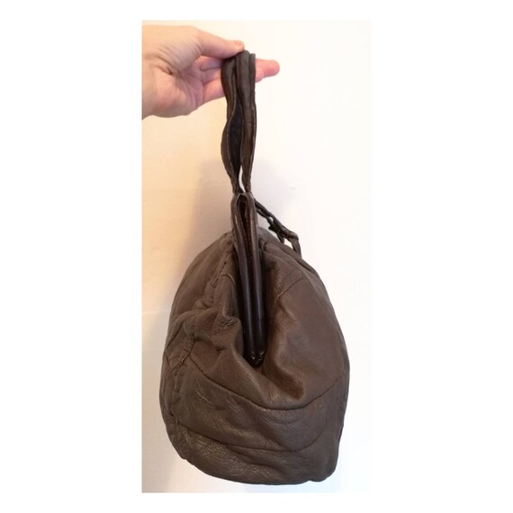 Vintage 70s Leather Handbag // 80s Leather Bag //… - image 4