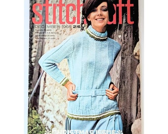 Vintage 60s Stitchcraft Magazine // Christmas Issue // December 1968 // Sewing Patterns // Homemade Vintage Crafts // Knitting Patterns