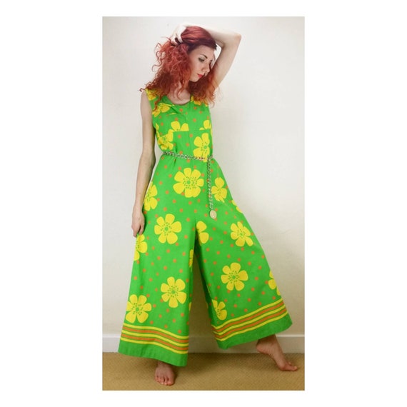 Vintage 60s Psychedelic Jumpsuit // 70s Palazzo Le