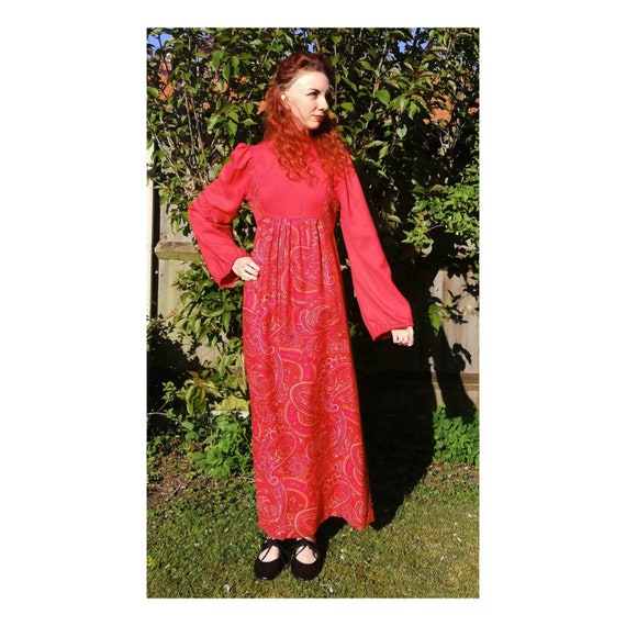 Vintage 60s Paisley Dress // 70s Psychedelic Maxi