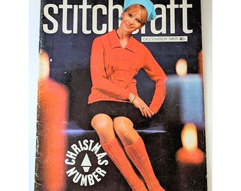 Vintage 60s Stitchcraft Magazine // Christmas Issue // December 1965 // Sewing Patterns // Homemade Vintage Crafts // Knitting Patterns