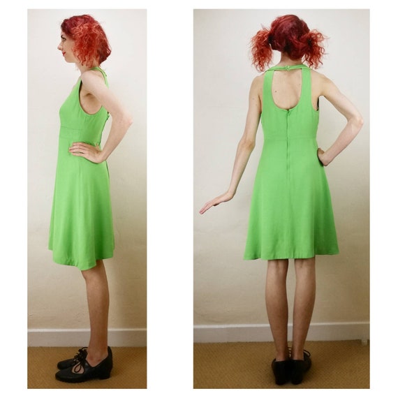 Vintage 60s Halter Neck Dress // 70s Sleeveless D… - image 3