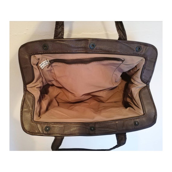 Vintage 70s Leather Handbag // 80s Leather Bag //… - image 7