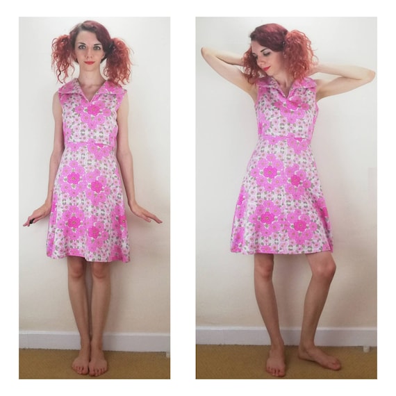 Vintage 70s Floral Dress // 80s Day Dress // Rock… - image 2