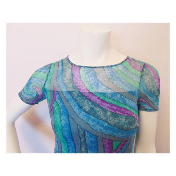 Vintage 60s Psychedelic Dress // 70s Mini Dress /… - image 6