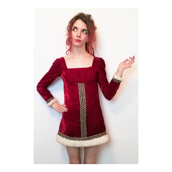 Vintage 60s Velvet Mini Dress // 70s Micro Mini //