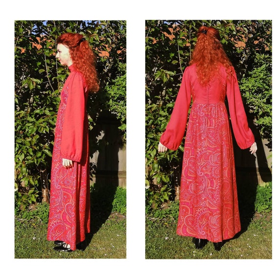 Vintage 60s Paisley Dress // 70s Psychedelic Maxi… - image 3