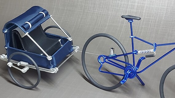 Velo VTT suspendu remorque a Bebe Miniature en fil aluminium. Personalized Mountain bike in aluminium wire Etsy Canada