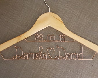 Personalized wedding hanger names and date