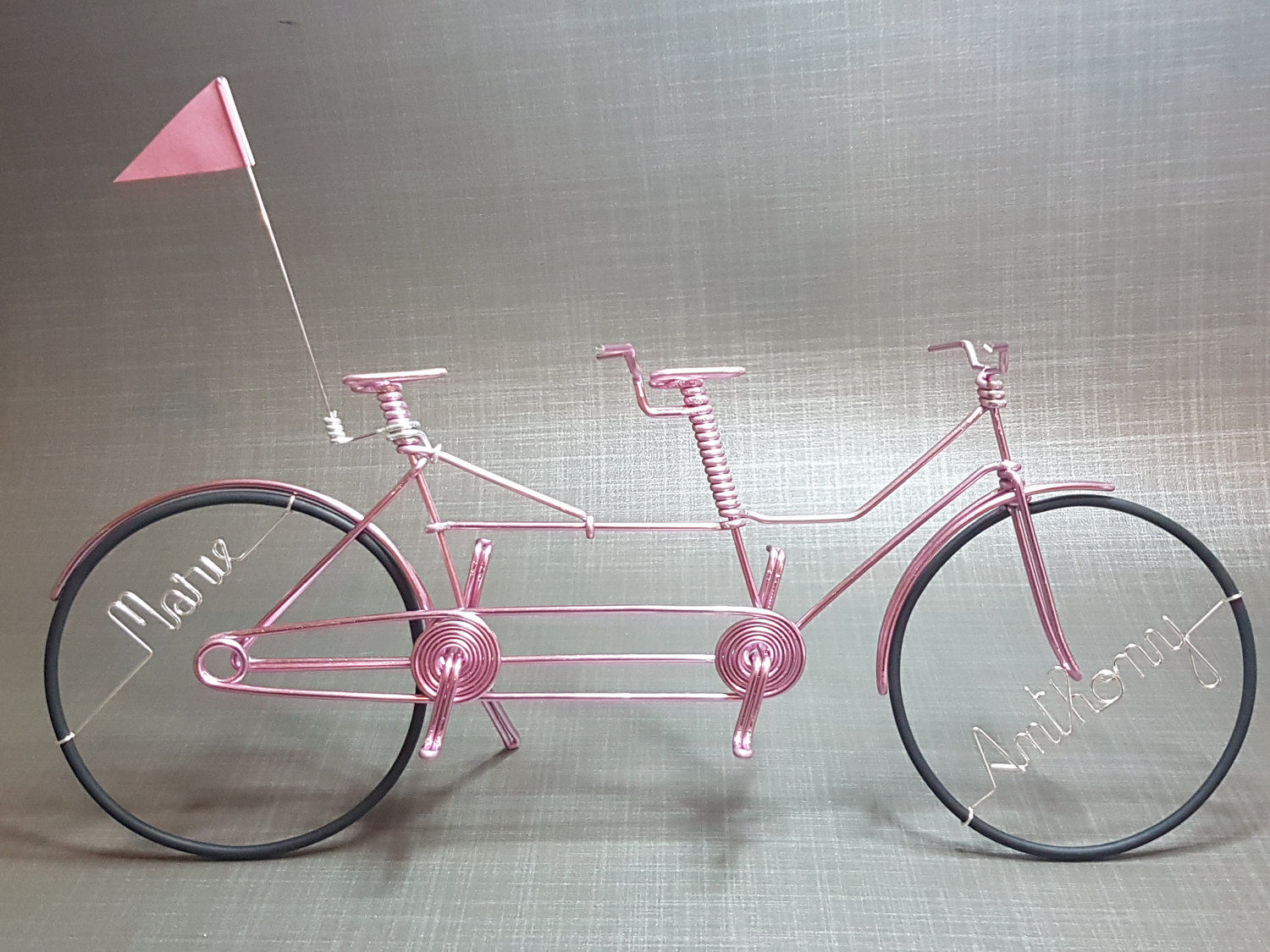 Velo Tandem Miniature en Fil Aluminium