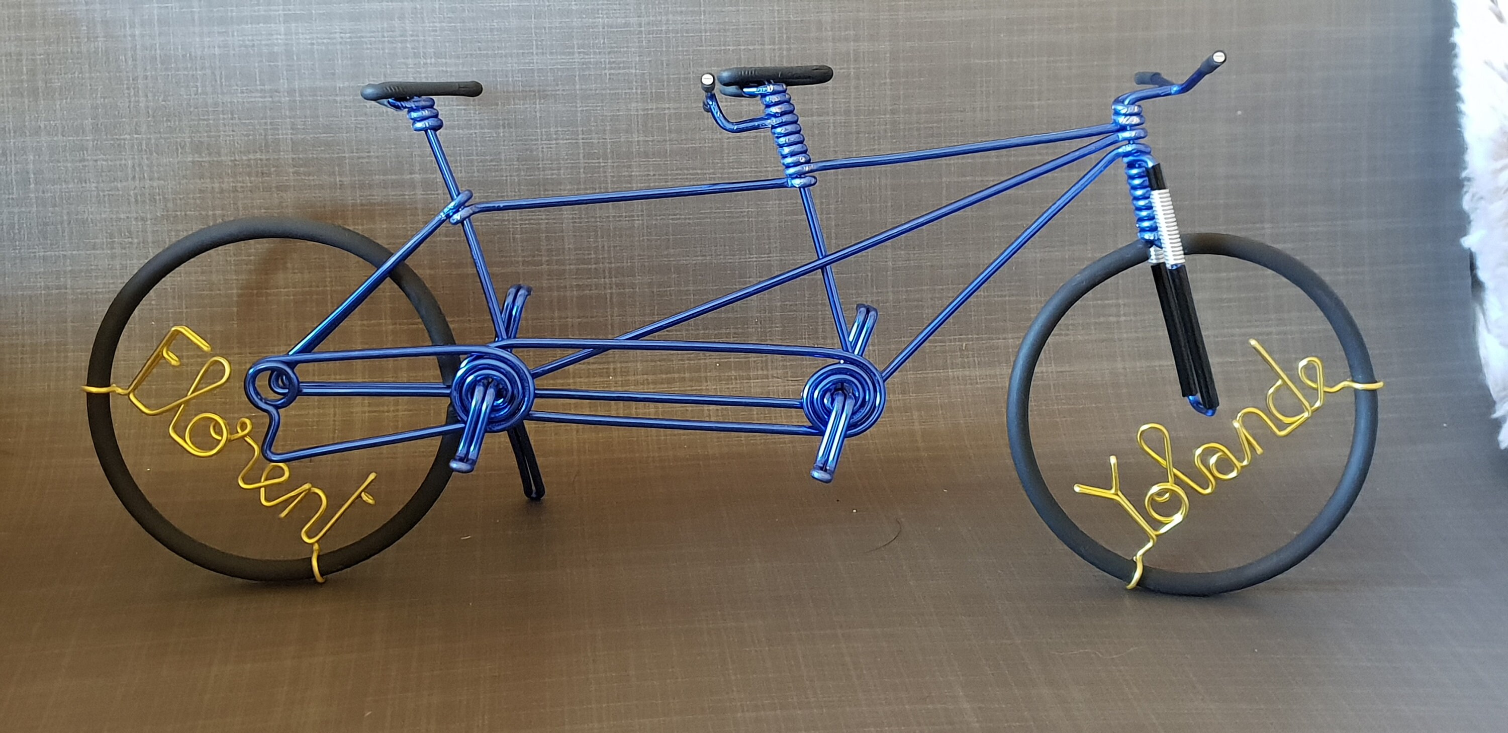 Velo Vtt Tandem Miniature en Fil Aluminium