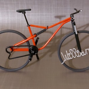 Vélo VTT suspendu Miniature en fil aluminium. Personalized Mountain bike in aluminium wire image 1