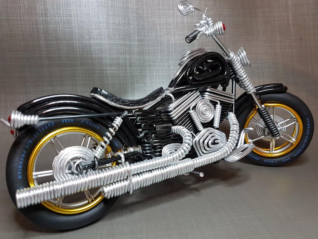 Miniature Harley Davidson Motorcycle Made of Aluminum Wire Etsy