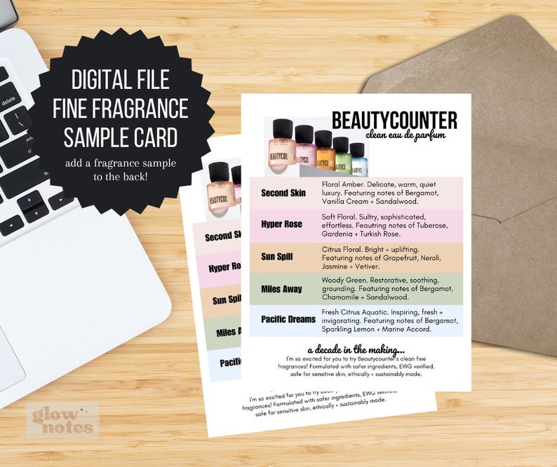 Beautycounter Fragrance Sample Card BC Perfume Beautycounter Notecard Perfume Sample Brand Advocate Card Fine Fragrance Digital image 2