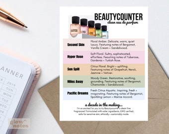 Tarjeta de muestra de fragancia Beautycounter / Perfume BC / Tarjeta de notas Beautycounter / Muestra de perfume / Tarjeta de defensor de marca / Fragancia fina / Digital