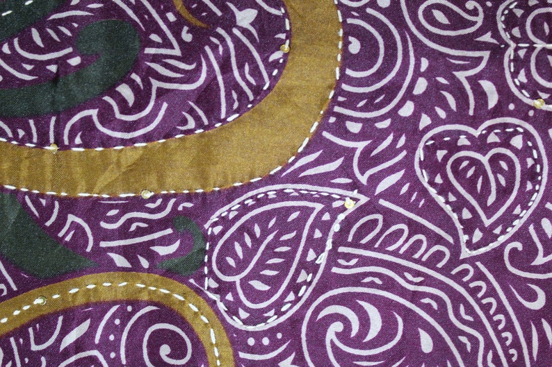 Indian Beautiful Vintage Pure Silk Saree Fabric Kantha /& Thread Work Sarong Wrap Craft Decor Women Home Dress Sari 5yd MIX50