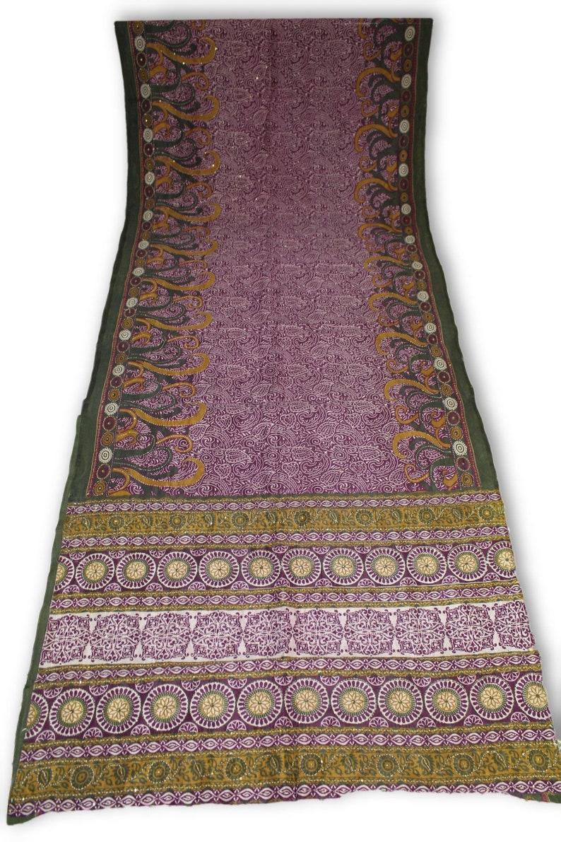 Indian Beautiful Vintage Pure Silk Saree Fabric Kantha /& Thread Work Sarong Wrap Craft Decor Women Home Dress Sari 5yd MIX50