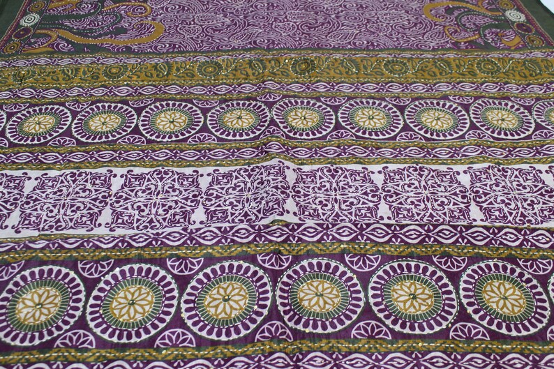 Indian Beautiful Vintage Pure Silk Saree Fabric Kantha /& Thread Work Sarong Wrap Craft Decor Women Home Dress Sari 5yd MIX50