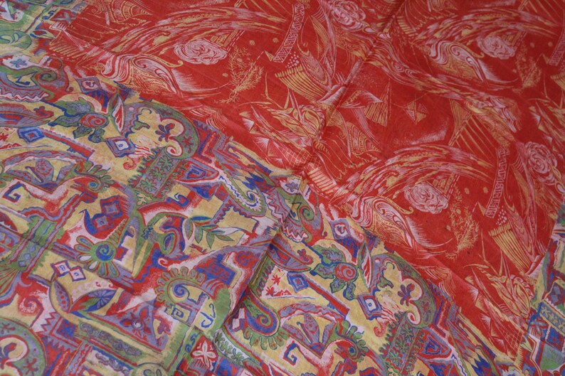 RAB194 100 /% Pure Silk Saree Vintage Indian Fabric Printed Work Traditional Clothing Sarong Wrap Craft Decor Women Home Dress Sari 5yd