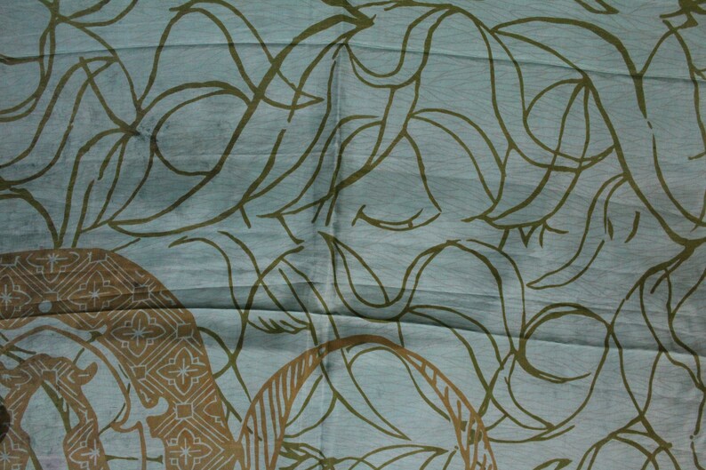 RAB306 Traditional Vintage Indian Pure Silk Saree Fabric Printed Work Clothing Sarong Wrap Craft Decor Women Home Dress Sari 5yd