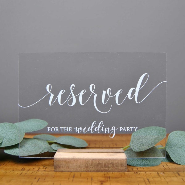 Reserved Wedding Party Table Sign, Acrylic Wedding Table Sign and Decor - Willow 007