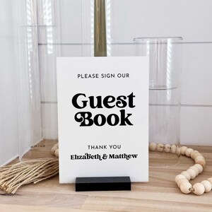 Guestbook Table Sign, Please Sign Our Guestbook Sign, Modern Acrylic Guestbook, Guestbook Signs, Wedding TableTop Signs, Addison 005