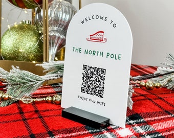 Signe WiFi Welcome Home North Pole, Signe QR Code WiFi, Signe de mot de passe WiFi, Signe acrylique personnalisé