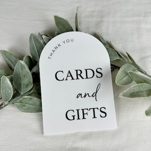 Kaarten en cadeaus Boogtafelbord, bord voor cadeaus en kaarten, modern schrift acryl bruiloft bord, bord bruiloft tafelblad