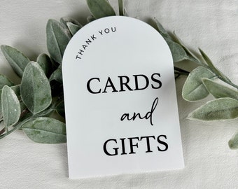 Cards & Gifts Arch Table Sign, Gift and Cards Sign, Modern Script Acrylic Wedding Sign, Wedding TableTop Signs