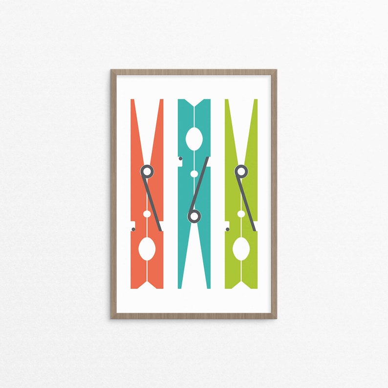 Laundry Room Clothespin Print Home Decor Wall Art as Seen in Etsy