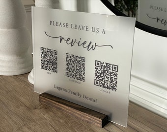 Personalized Business Leave a Review with 3 QR Codes, QR Code Sign, Google Review