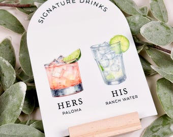 Letrero personalizado de acrílico con forma de arco para menú de bar de boda