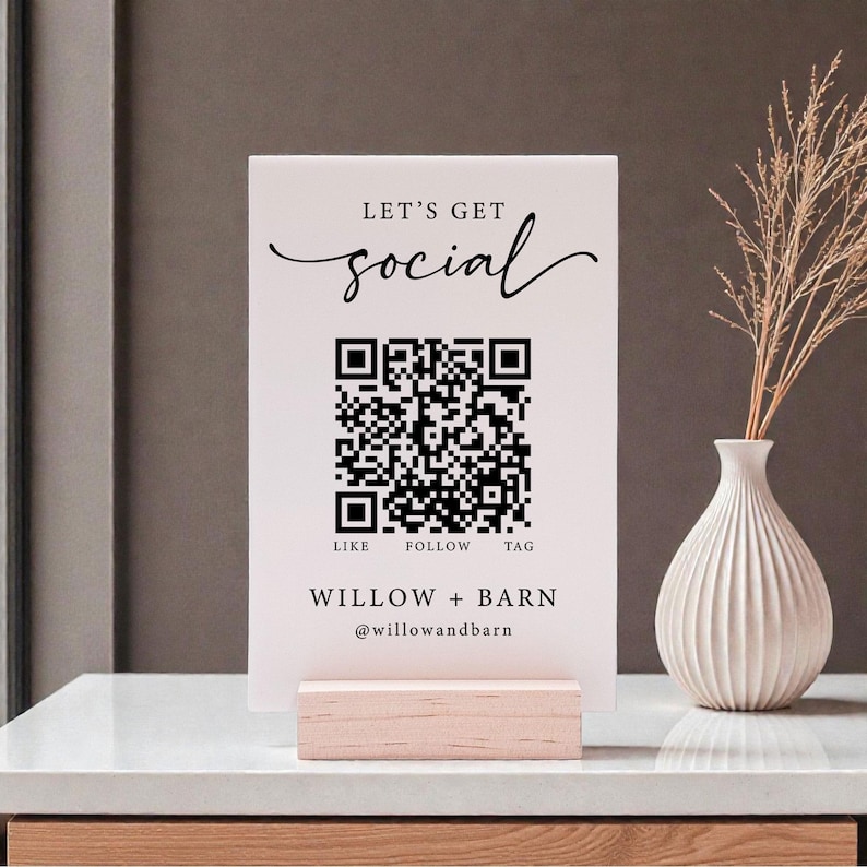 Qr Sign Posts Custom Social Media QR Code Sign | Personalized Business Follow Us ...
